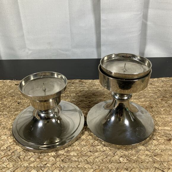 VTG Set Of 4 Towle Stainless Steel Weighted Candle Holders for Pillar Candles - Picture 2 of 9